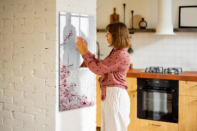 Magnettafel mit Marker Blumen auf Holz