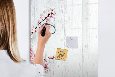 Magnettafel mit Marker Blumen auf Holz