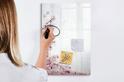 Magnettafel mit Marker Blumen auf Holz