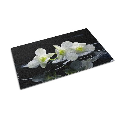 Fußmatte vor der Tür im Freien Orchideen