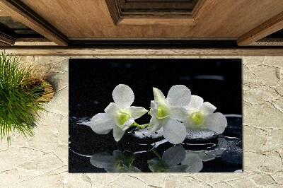 Fußmatte vor der Tür im Freien Orchideen