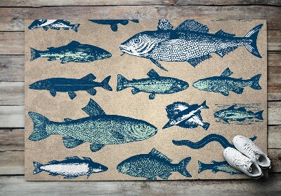 Matten für den Außenbereich vor der Tür Fischerei-Muster