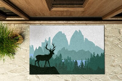 Große Fußmatte für draußen Waldlandschaft mit Rehen