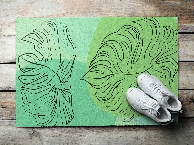 Außentürmatte vor der Tür Monstera grün