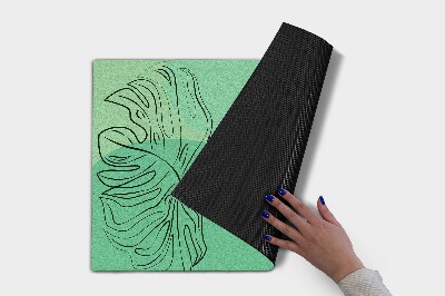 Außentürmatte vor der Tür Monstera grün