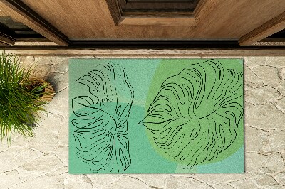 Außentürmatte vor der Tür Monstera grün