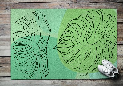 Außentürmatte vor der Tür Monstera grün