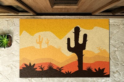 Außentürmatte vor der Tür Kaktus in der Wüste