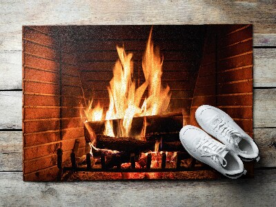 Outdoor-Türmatte vor der Tür Feuer