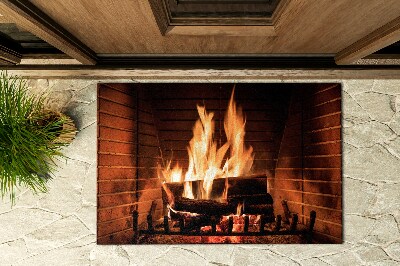 Outdoor-Türmatte vor der Tür Feuer