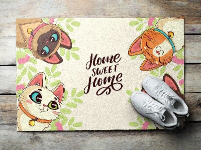 Außenmatten vor der Tür Schild Katzen