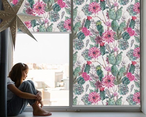 Fensterrollos mit Pflanzenmotive 