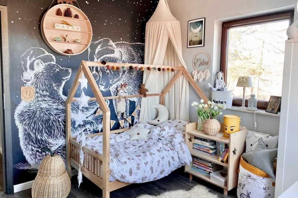 Tapete für eine Wand für ein Jungenzimmer