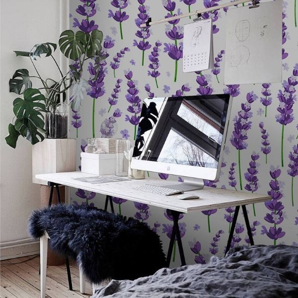 Wandtapeten aus Lavendel 