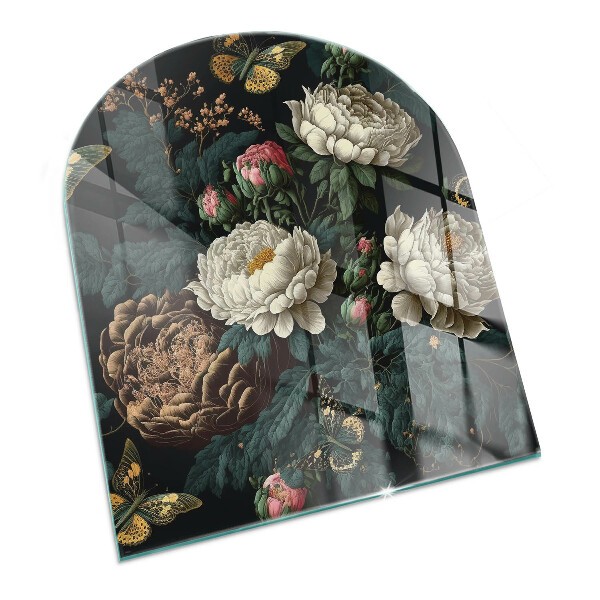 Glasplatten für Kamin mit Blumenmotiv