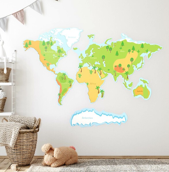 Weltkarten Wandsticker für Kinderzimmer